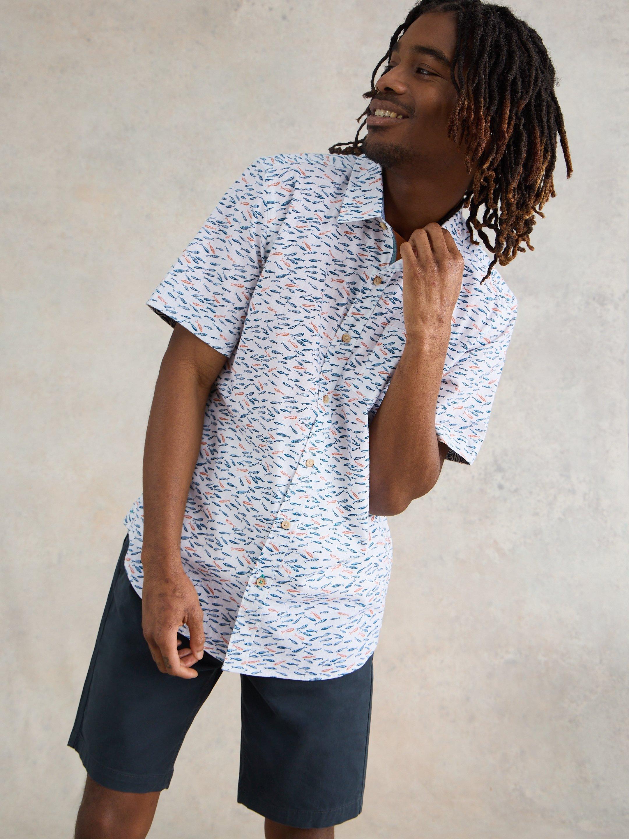 Shoal Printed Shirt in WHITE MLT - MODEL FRONT