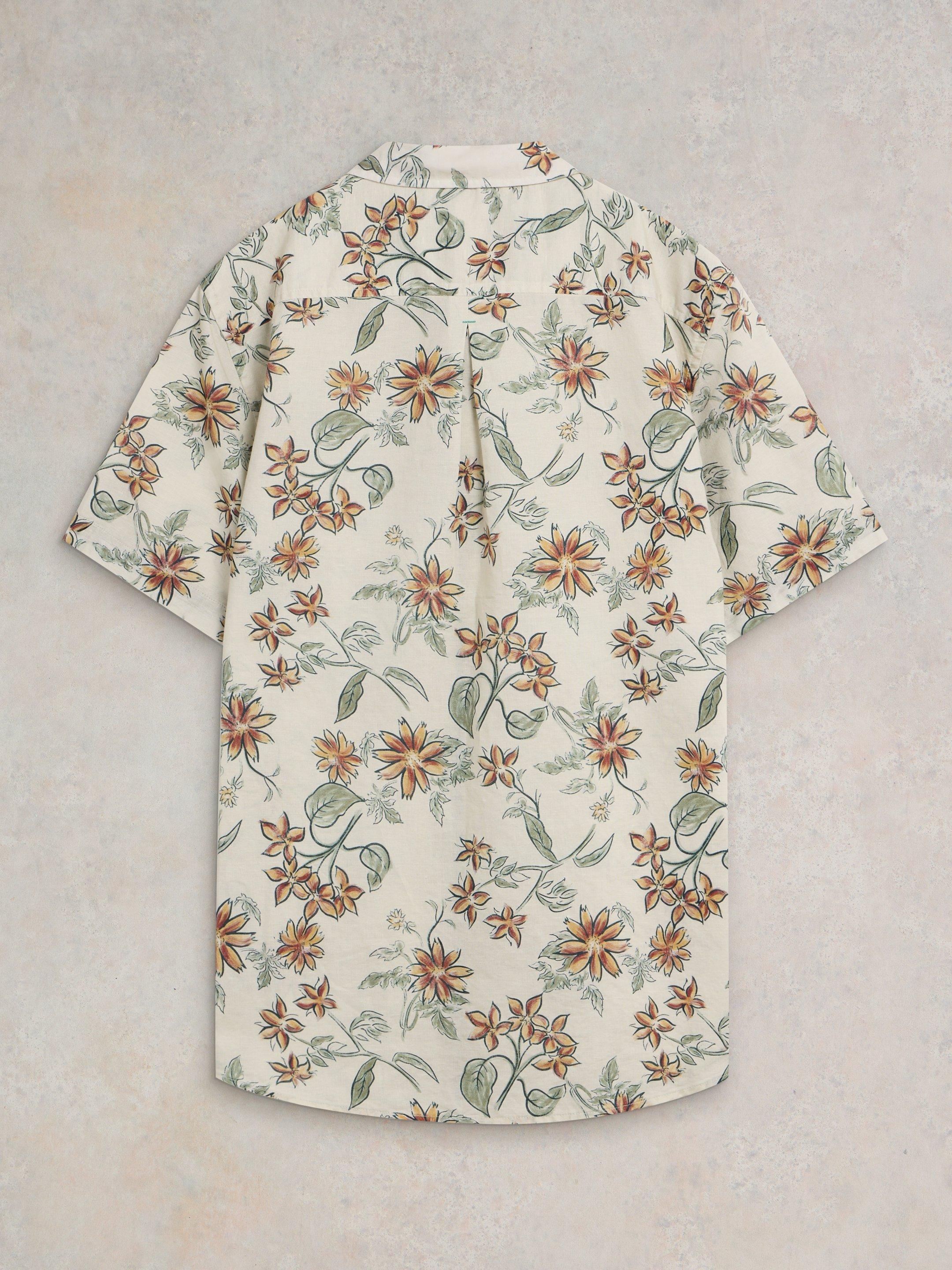 Floral Printed SS Shirt in NAT PR - FLAT BACK