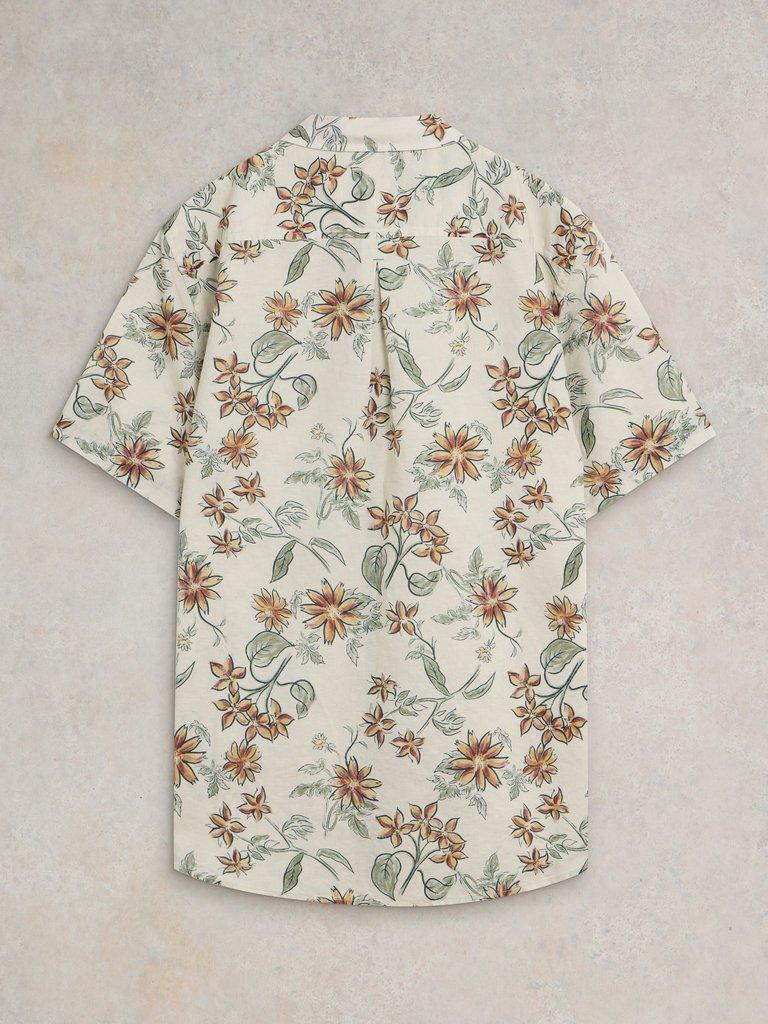 Floral Printed SS Shirt in NAT PR - FLAT BACK
