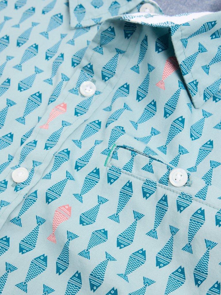 Geo Fish Printed SS Shirt in BLUE PR - FLAT DETAIL
