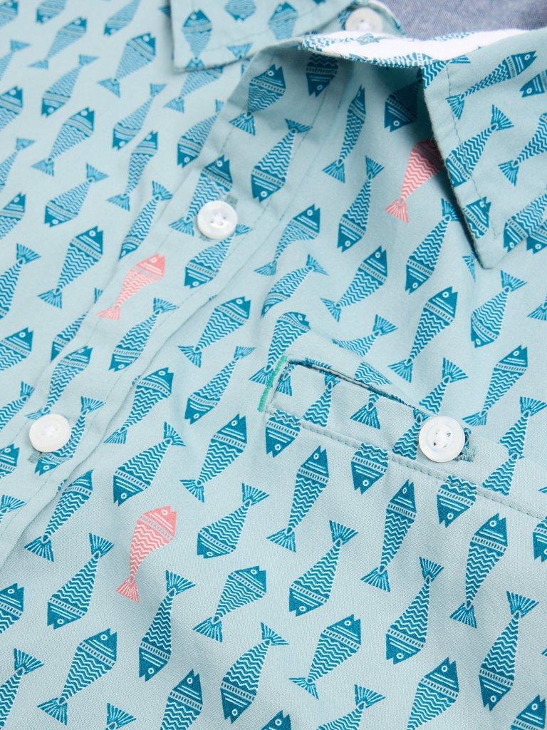 Geo Fish Printed SS Shirt in BLUE PR - FLAT DETAIL