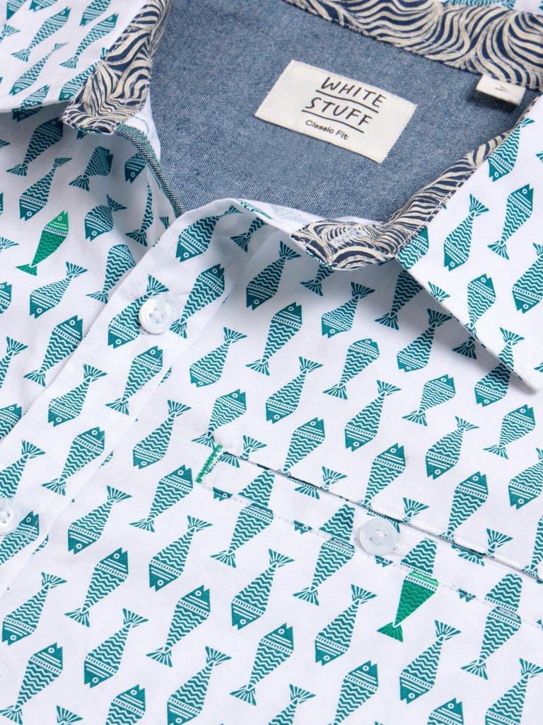 Geo Fish Printed SS Shirt in WHITE PR - FLAT DETAIL