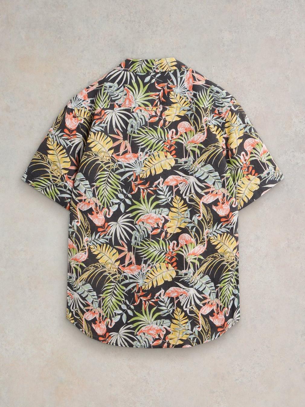 Flamingo Printed SS Shirt in BLK PR - FLAT BACK