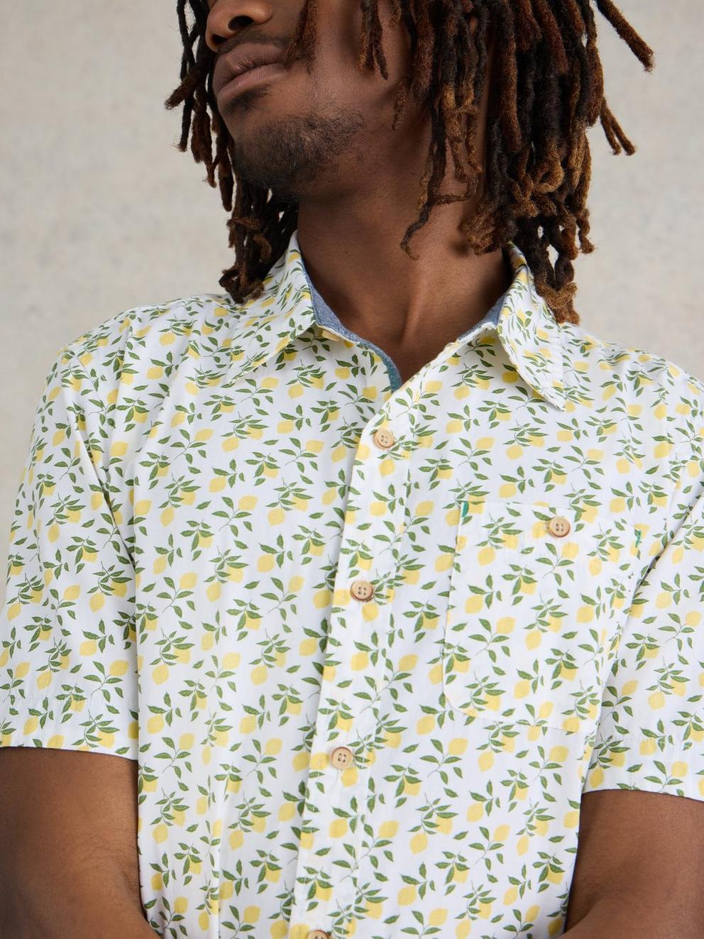 Lemon Printed Shirt in WHITE PR - MODEL FRONT