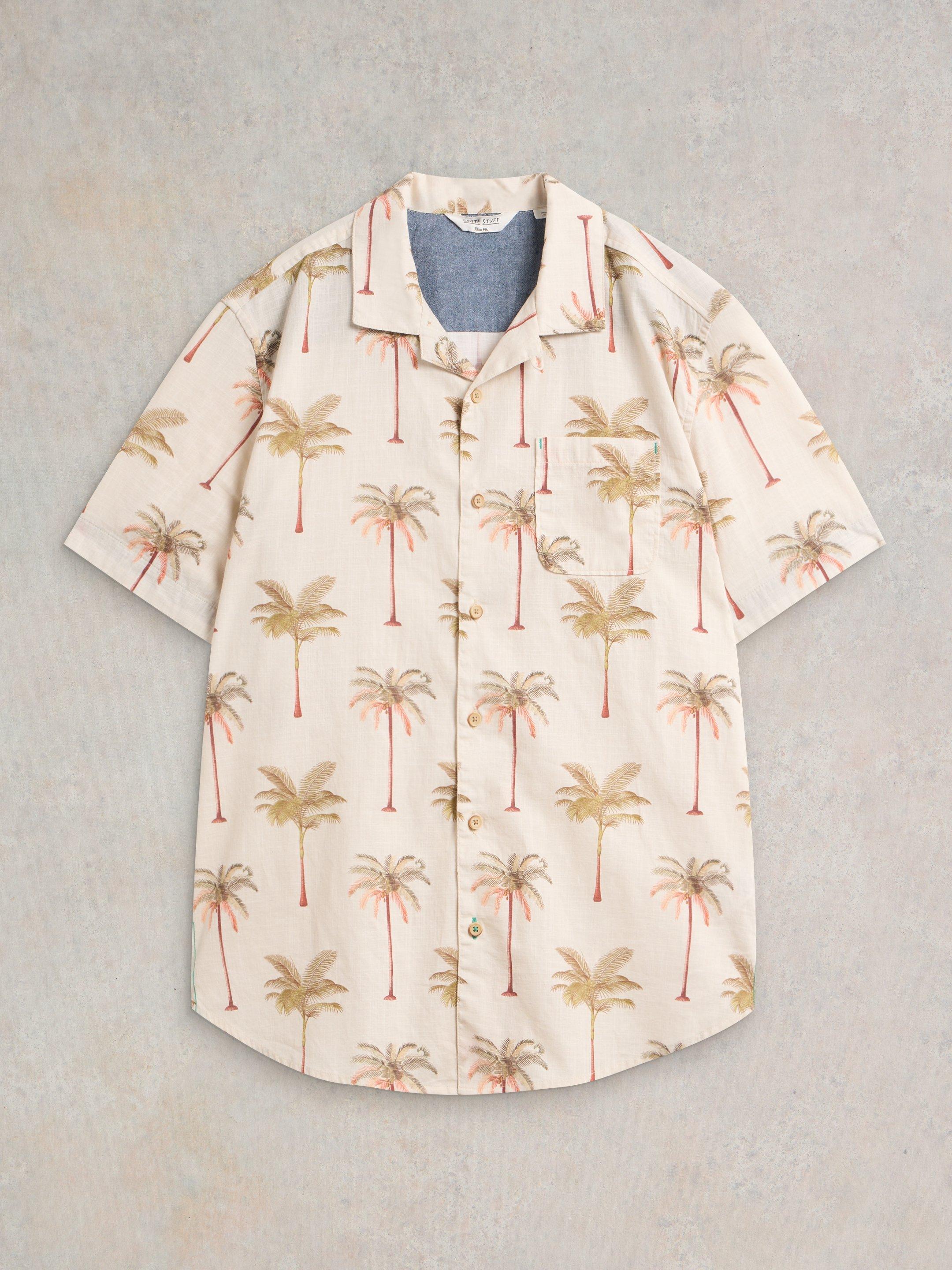 Palm Tree Printed Shirt in NAT PR - FLAT FRONT