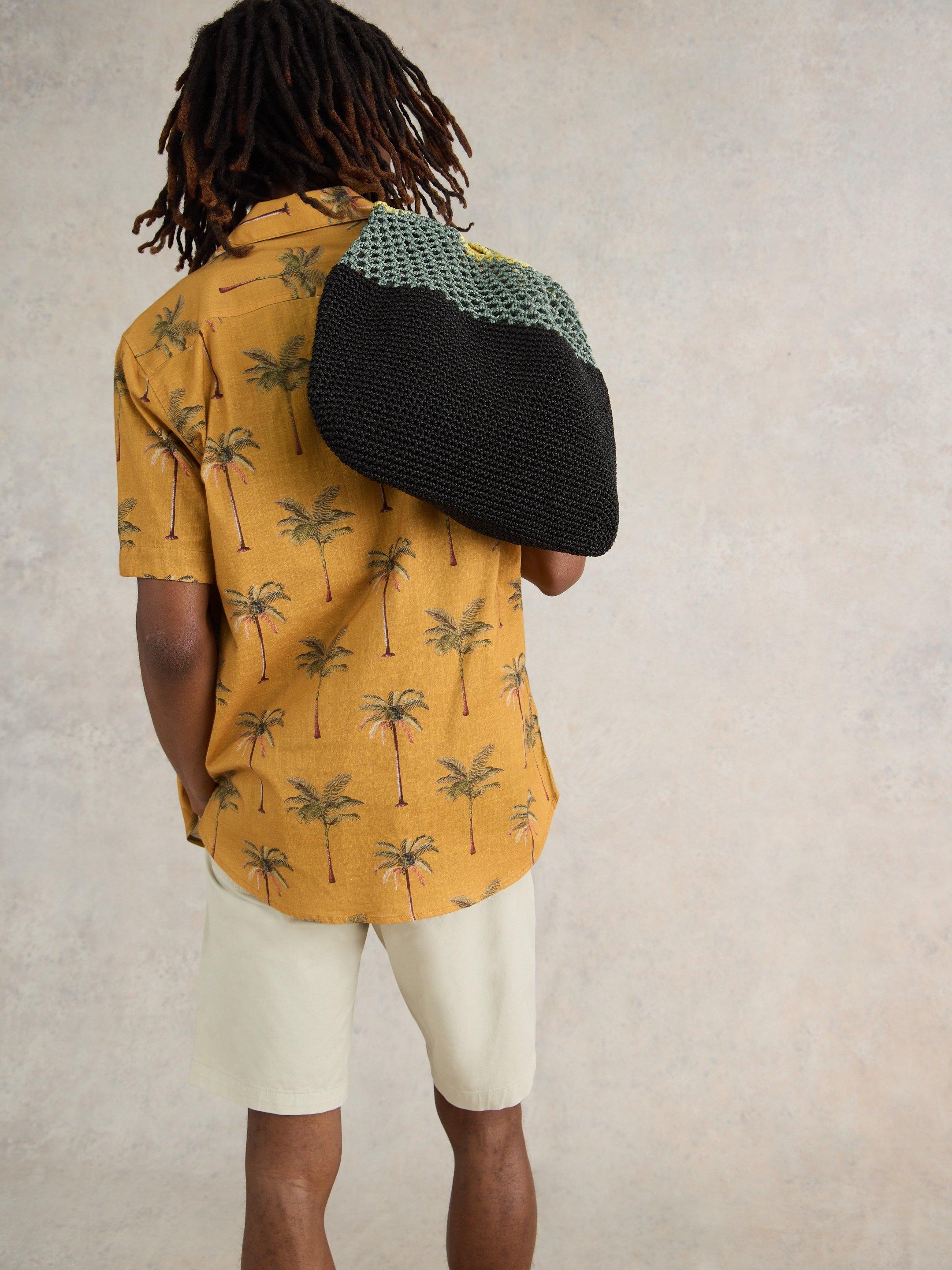 Palm Tree Printed Shirt in YELLOW PR - MODEL BACK