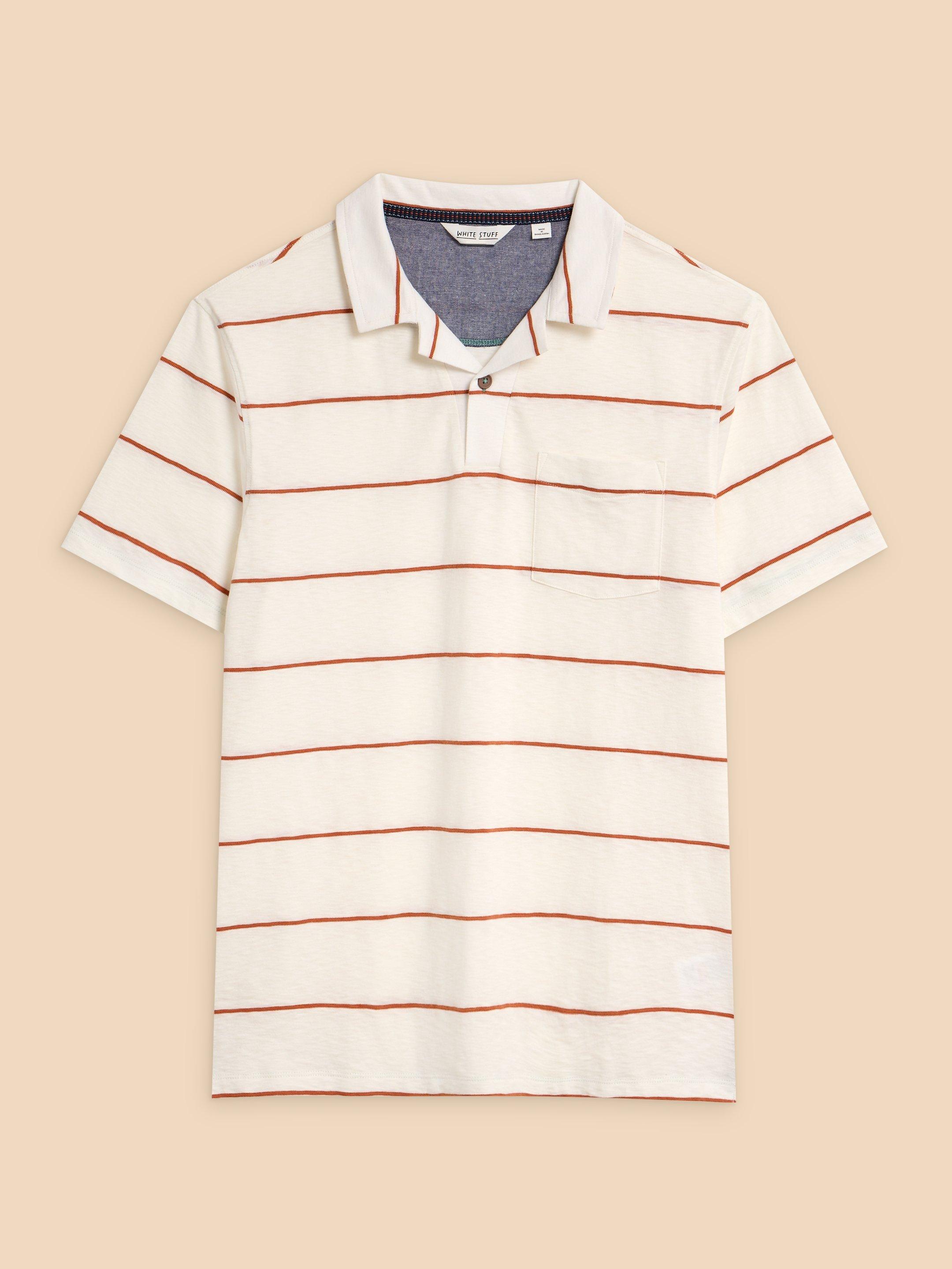 Jacquard Stripe Polo in NAT MLT - FLAT FRONT