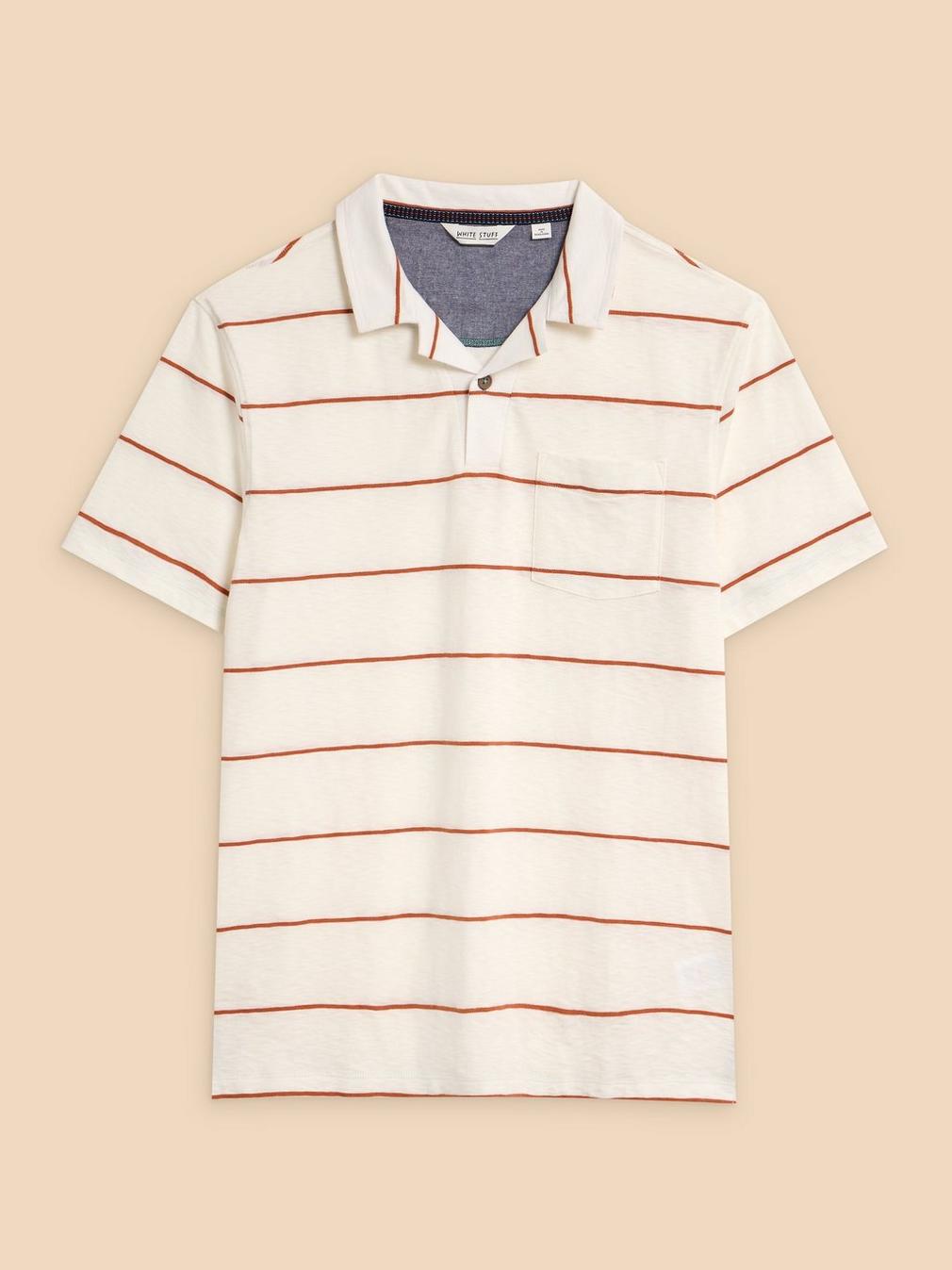 Jacquard Stripe Polo in NAT MLT - FLAT FRONT