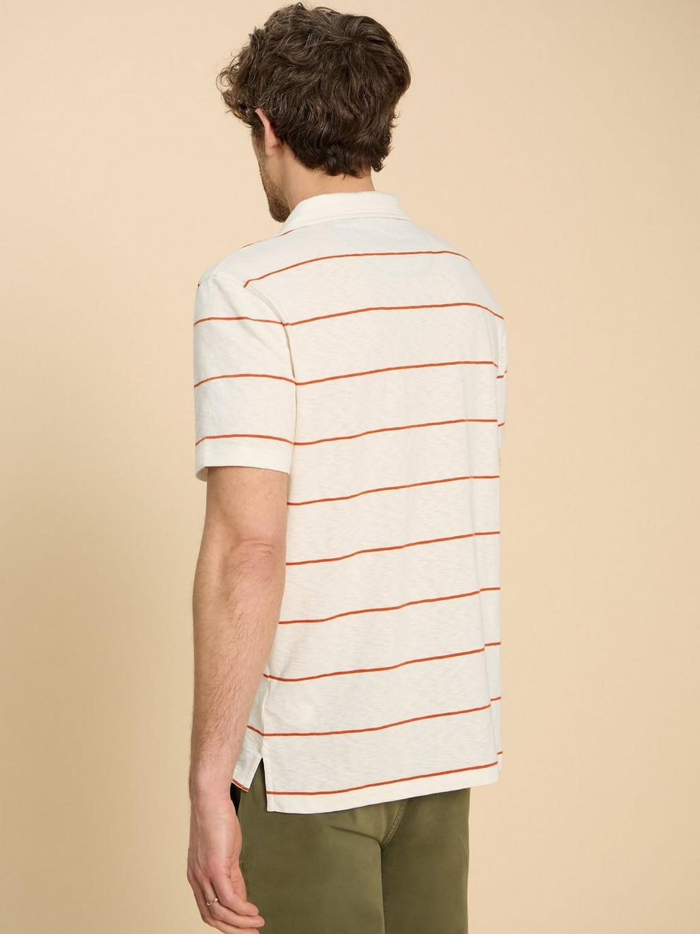 Jacquard Stripe Polo in NAT MLT - MODEL BACK