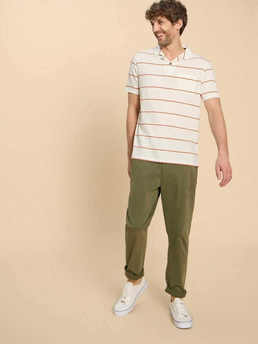 Jacquard Stripe Polo in NAT MLT - MODEL DETAIL