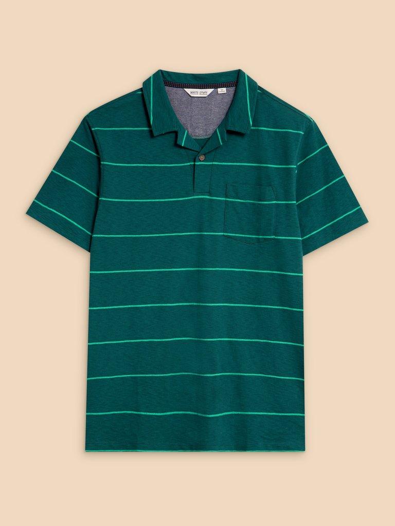 Jacquard Stripe Polo in TEAL MLT - FLAT FRONT
