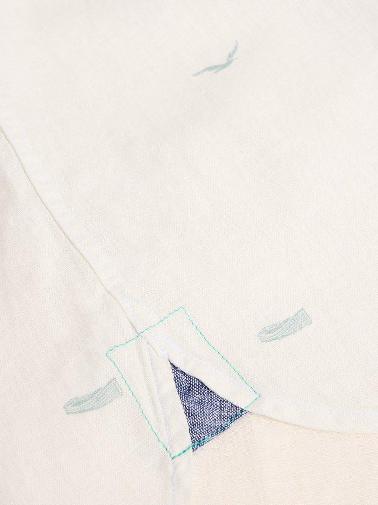 Lighthouse Print Linen Shirt in WHITE PR - FLAT DETAIL