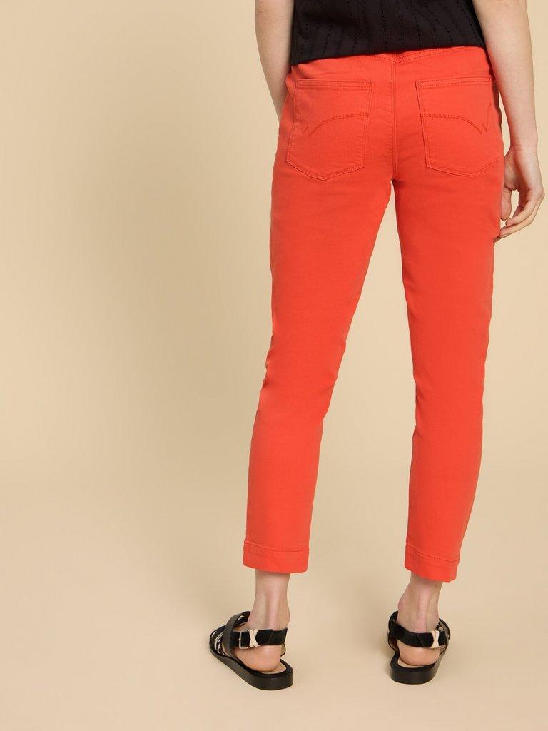 Janey Cotton Cropped Jegging in BRT ORANGE - MODEL BACK