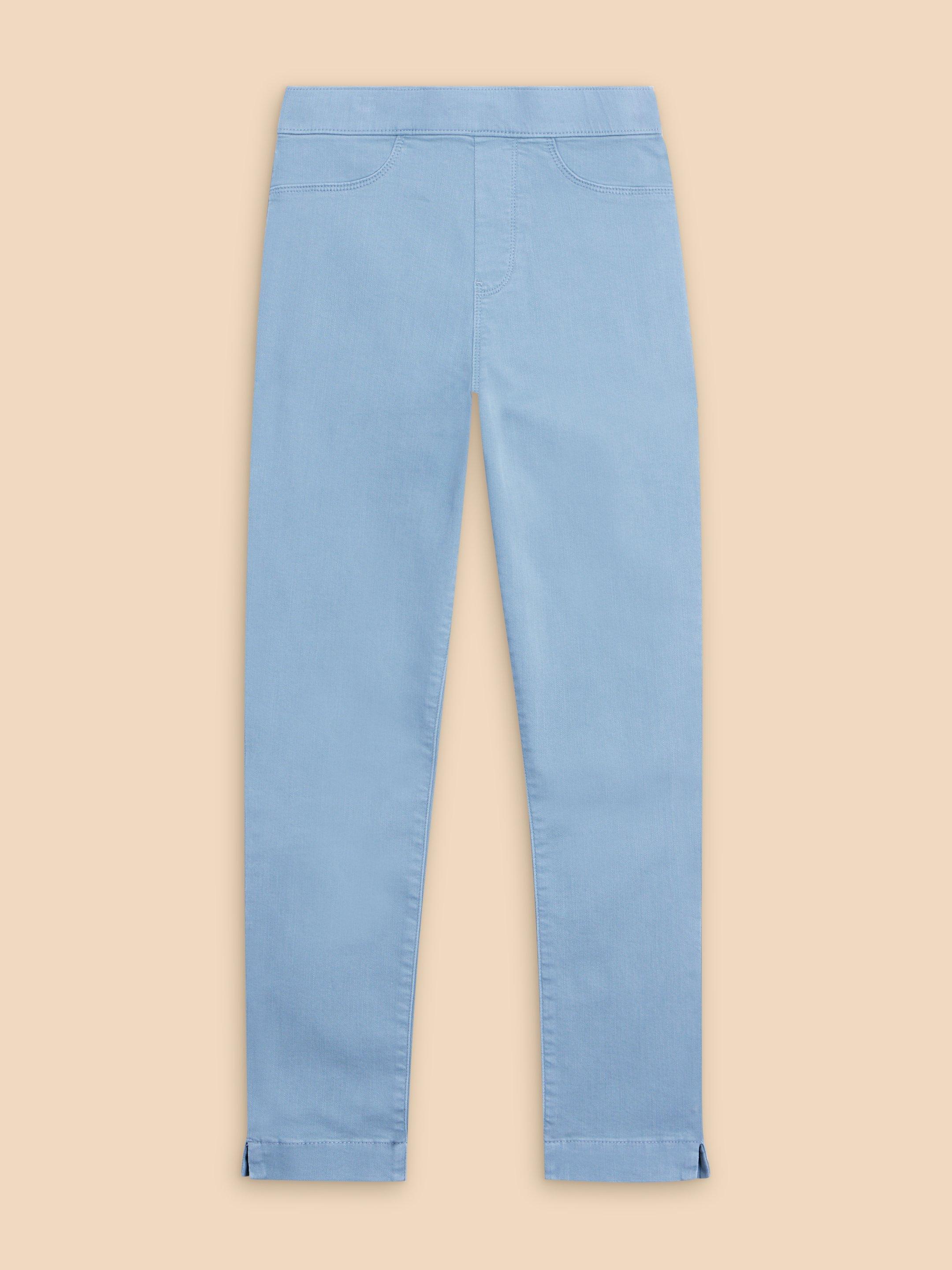 Janey Cotton Cropped Jegging in MID BLUE - FLAT FRONT