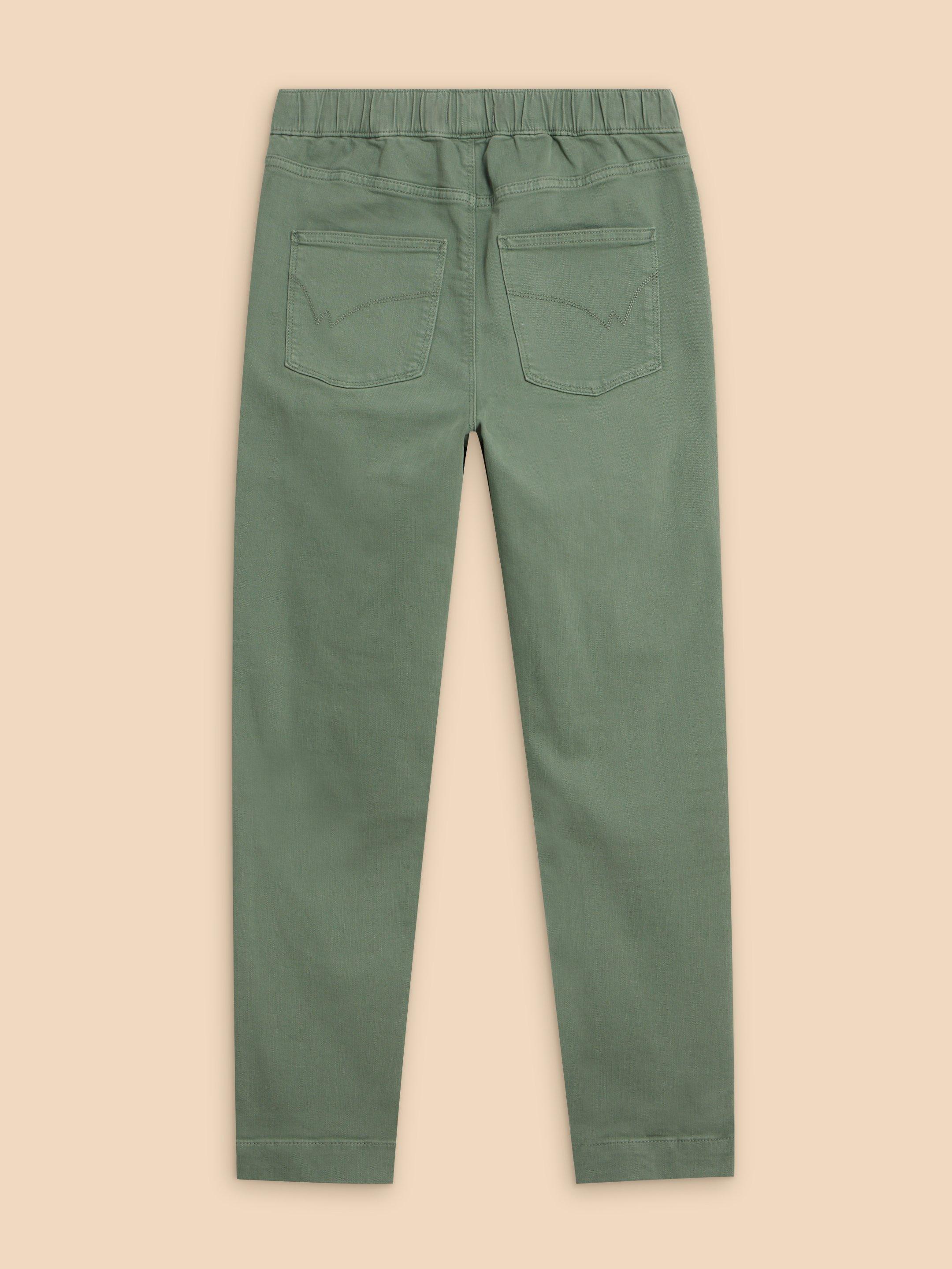 Janey Cotton Cropped Jegging in MID GREEN - FLAT BACK
