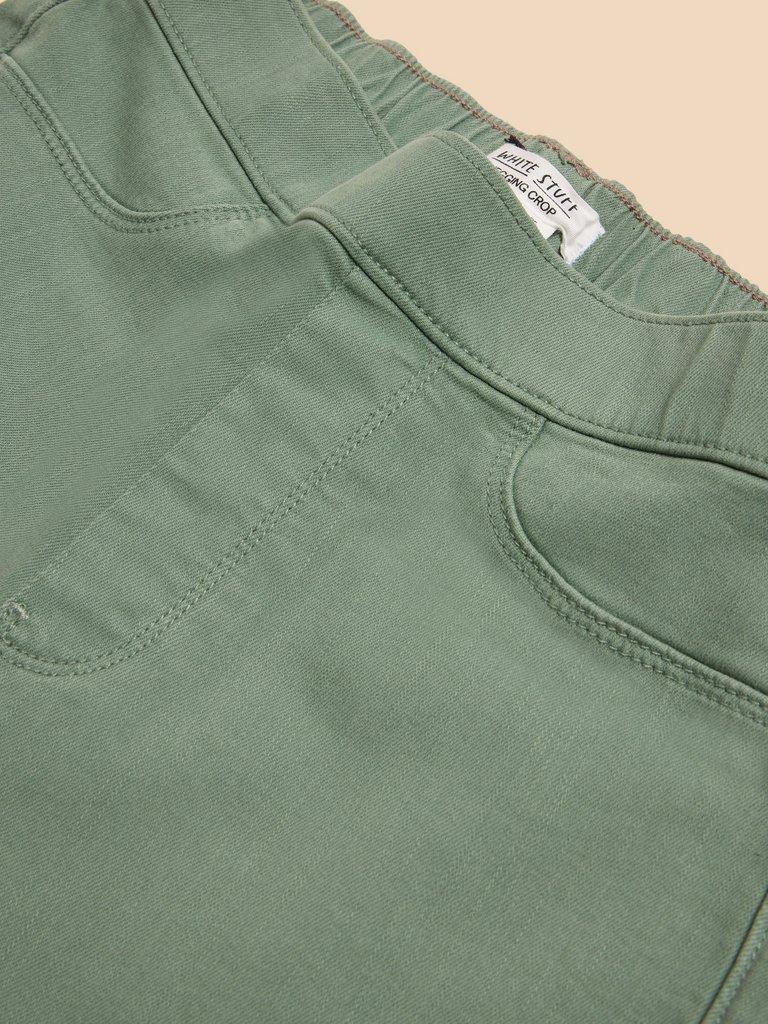 Janey Cotton Cropped Jegging in MID GREEN - FLAT DETAIL