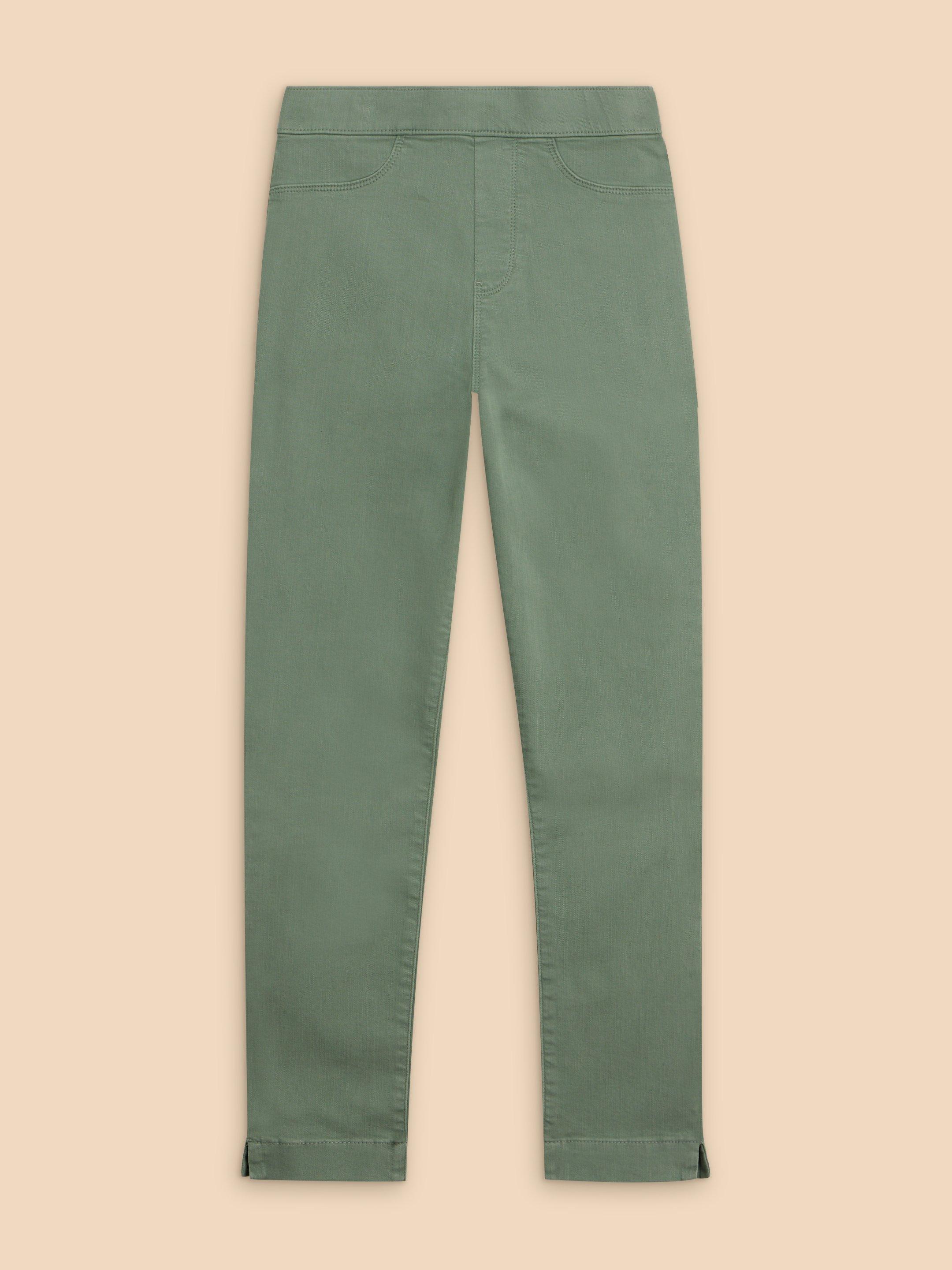 Janey Cotton Cropped Jegging in MID GREEN - FLAT FRONT