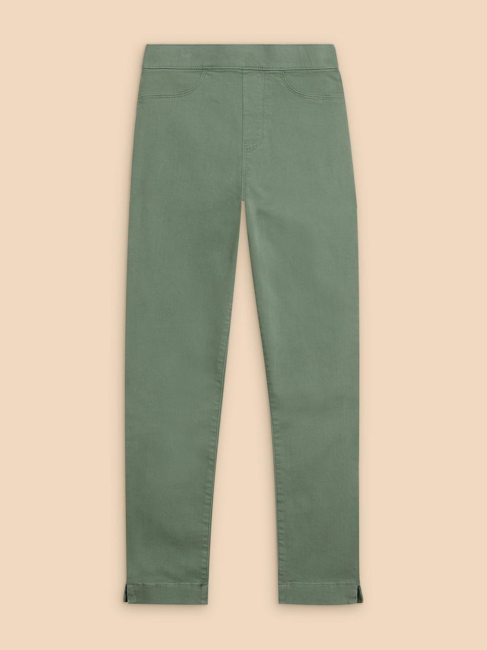 Janey Cotton Cropped Jegging in MID GREEN - FLAT FRONT