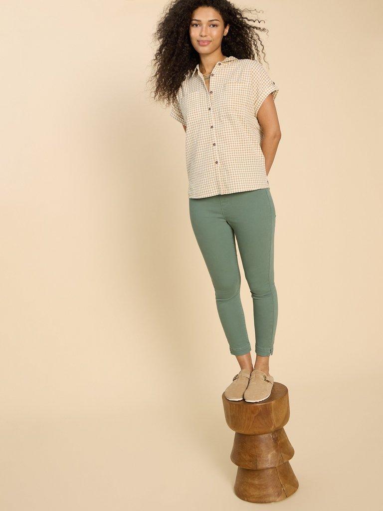 Janey Cotton Cropped Jegging in MID GREEN - LIFESTYLE