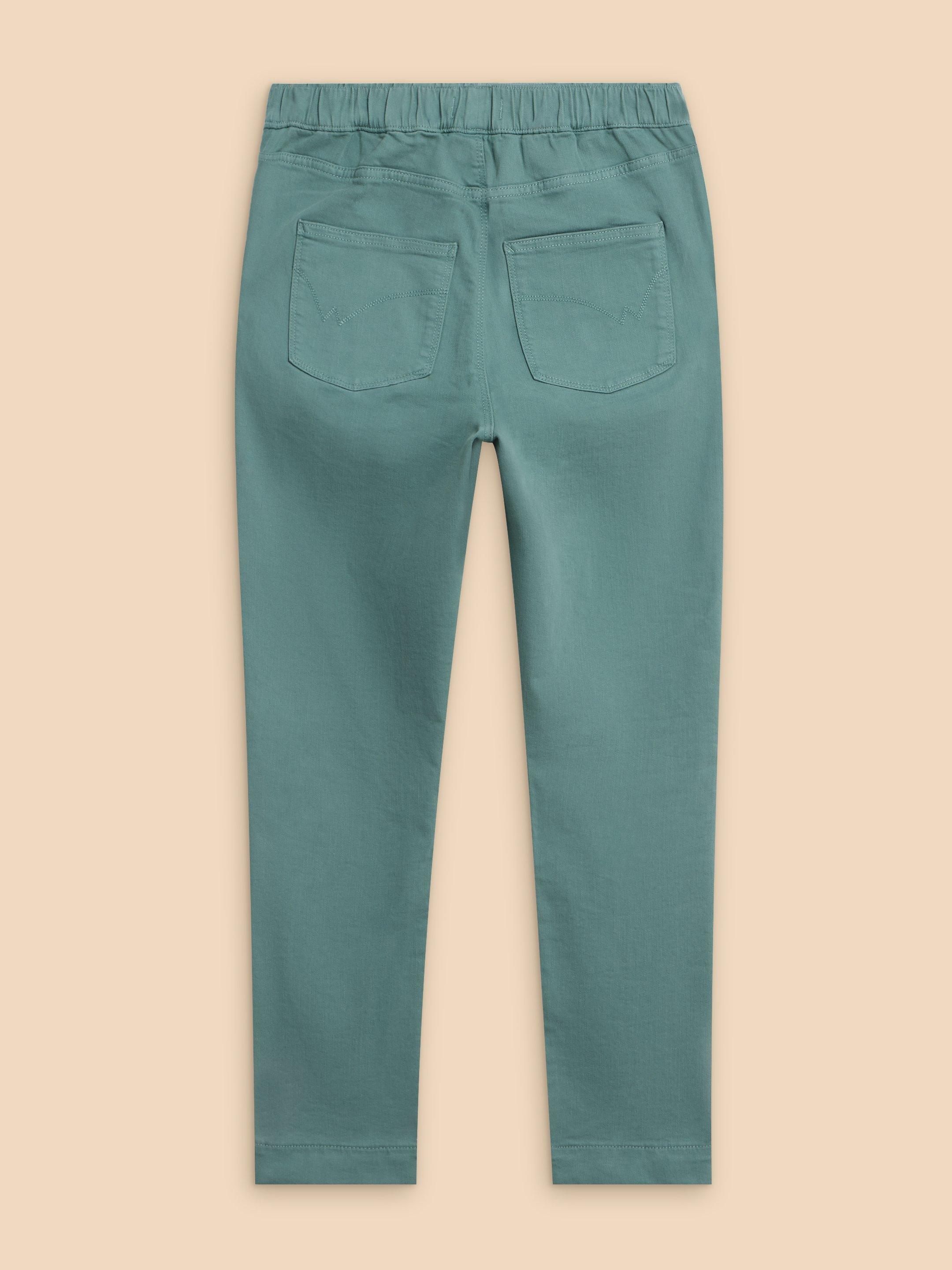 Janey Cotton Cropped Jegging in MID TEAL - FLAT BACK