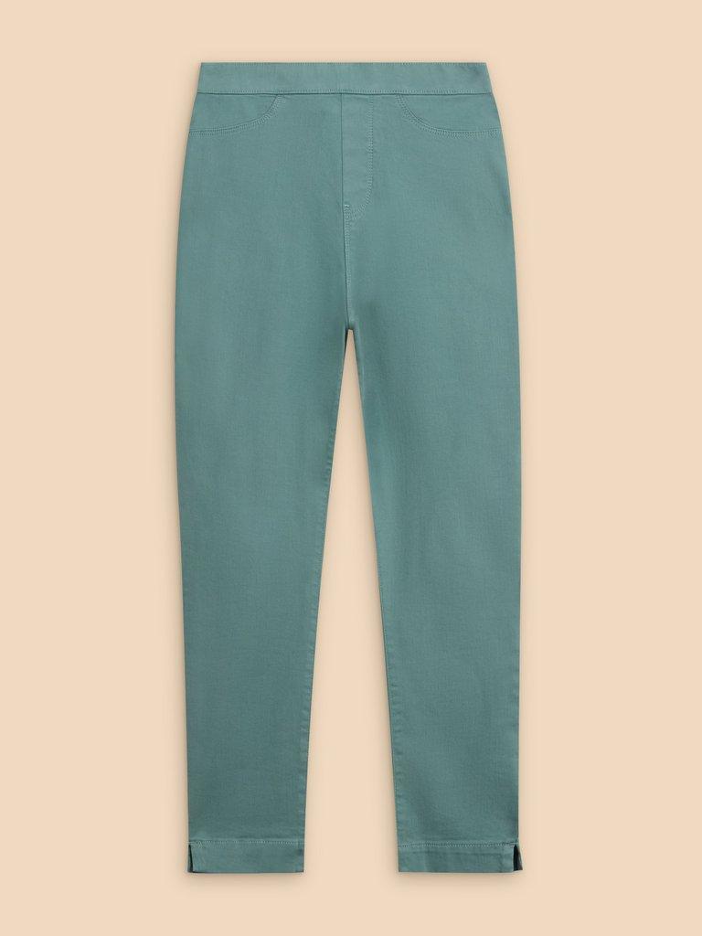 Janey Cotton Cropped Jegging in MID TEAL - FLAT FRONT
