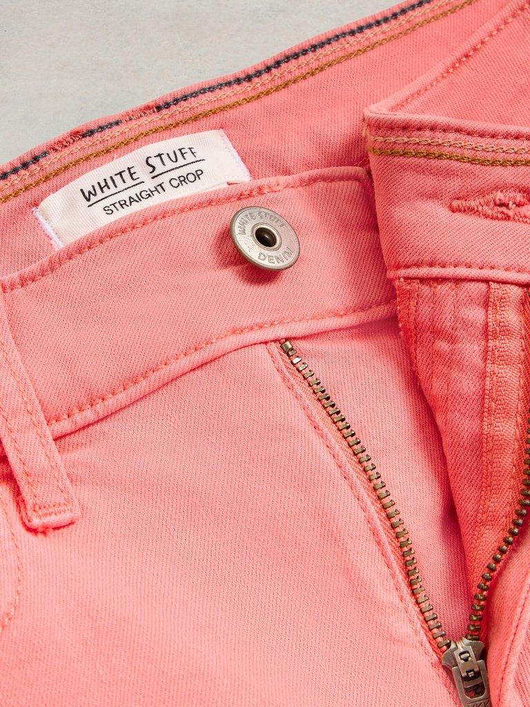 Blake Straight Cropped Jean in BRT PINK - FLAT DETAIL