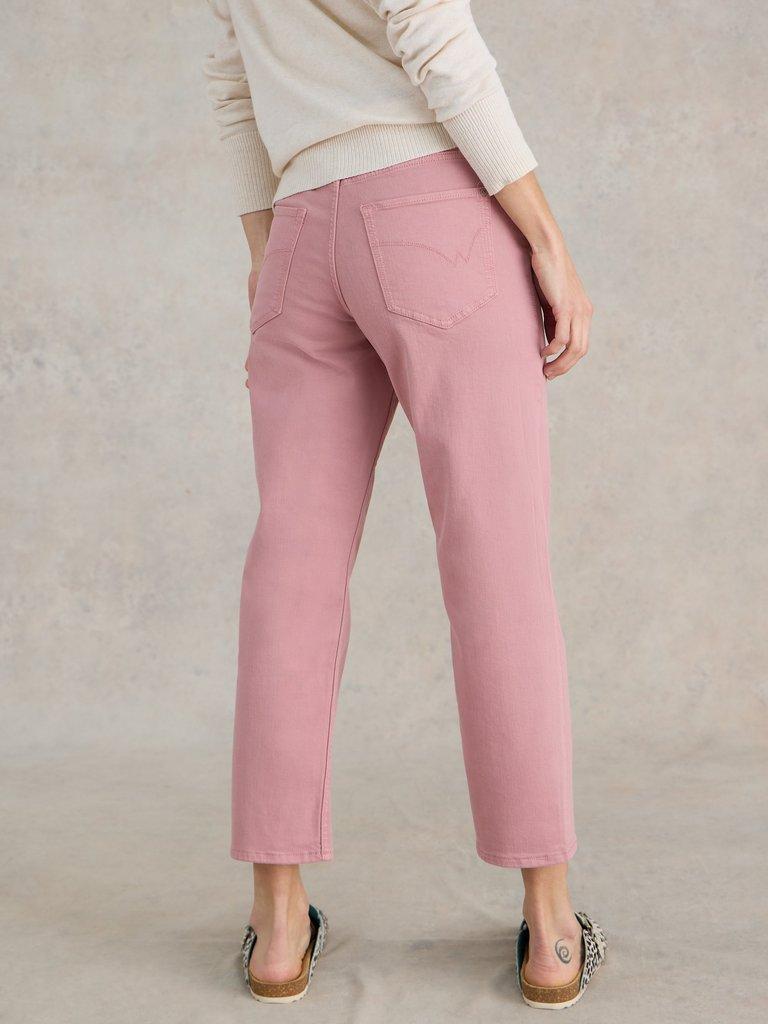 Blake Straight Cropped Jean in DUS PINK - MODEL BACK