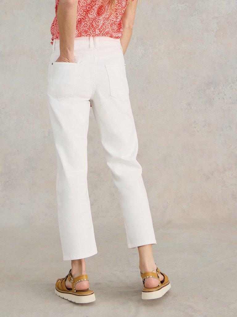 Blake Straight Cropped Jean in NAT WHITE - MODEL BACK