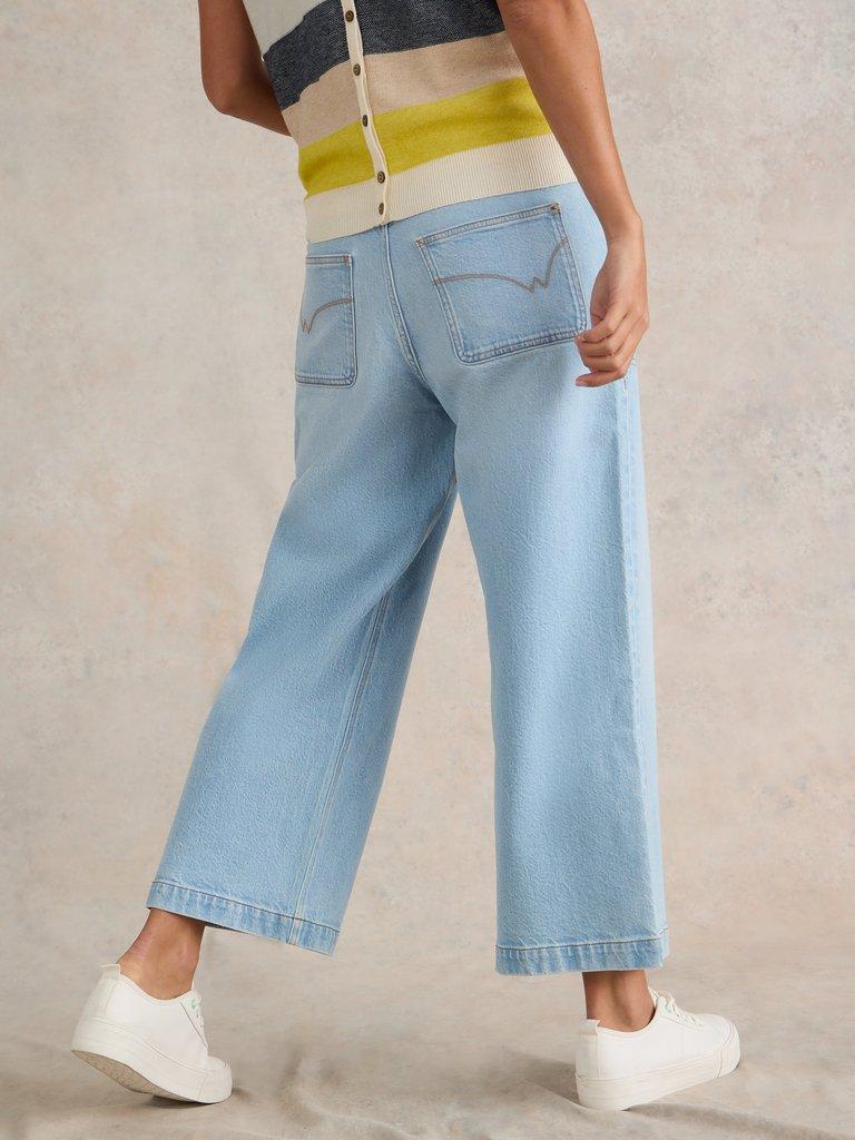 Tia Wide Leg Crop Jean in LGT DENIM - MODEL BACK