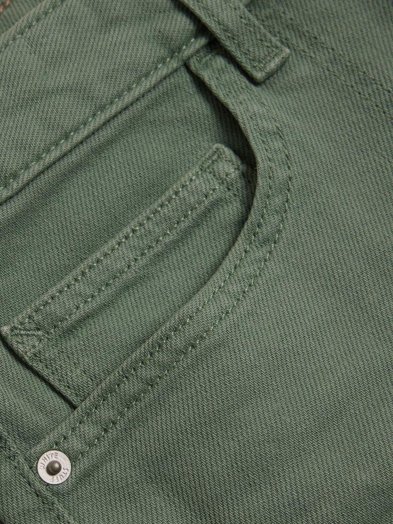 Tia Wide Leg Crop Jean in MID GREEN - FLAT DETAIL