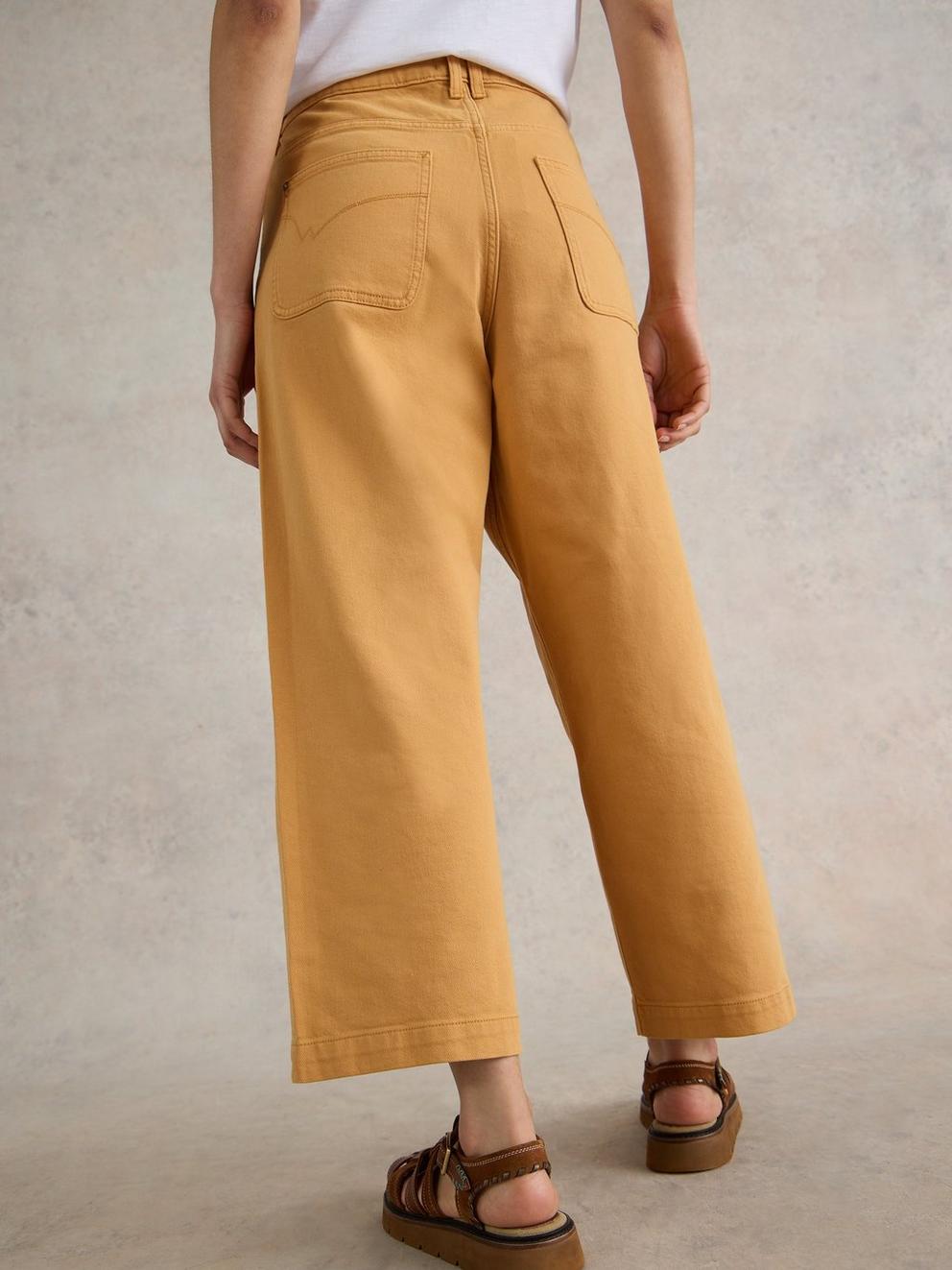 Tia Wide Leg Crop Jean in MID YELLOW - MODEL BACK