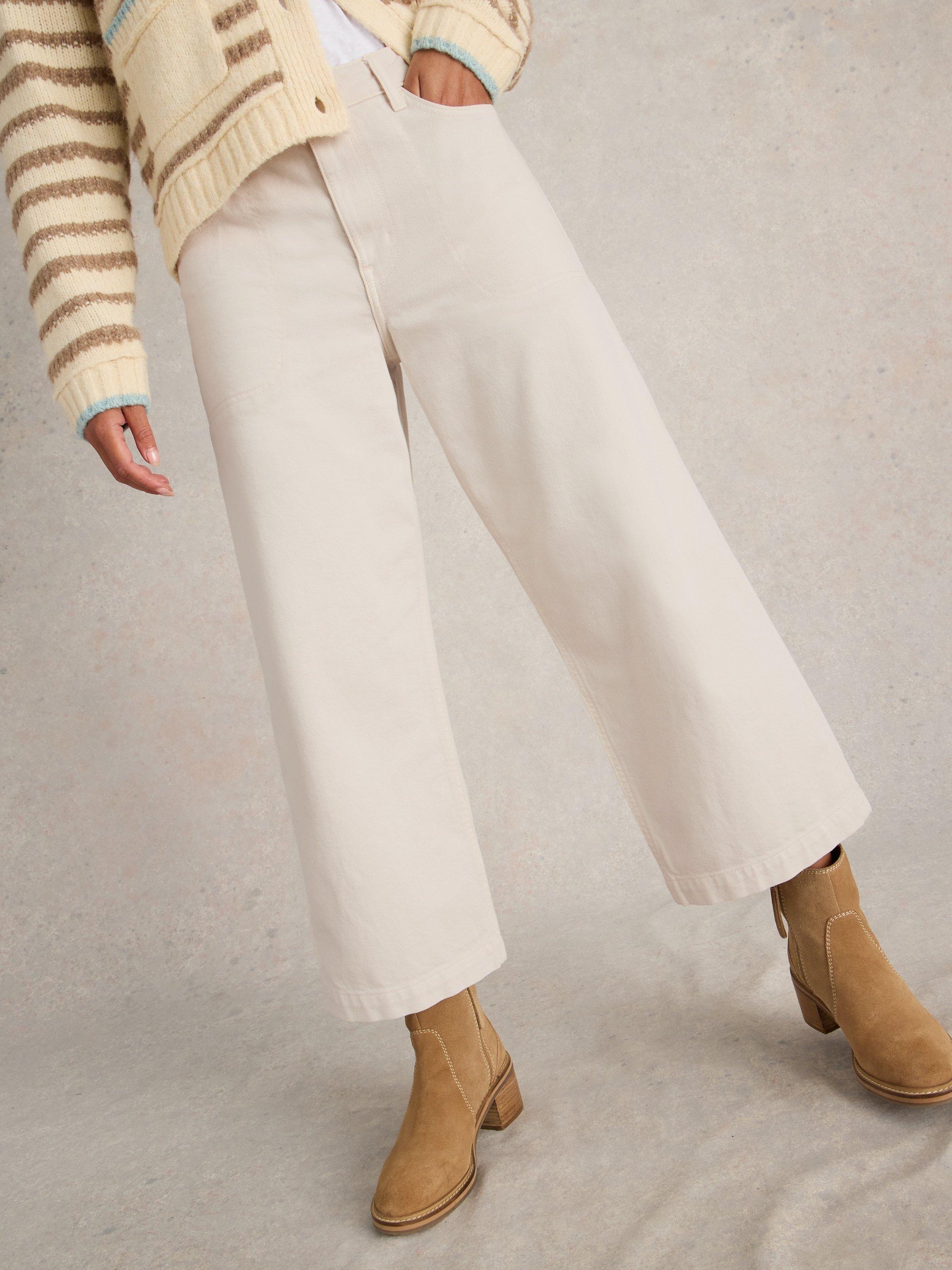 Tia Wide Leg Crop Jean - Mid Tan