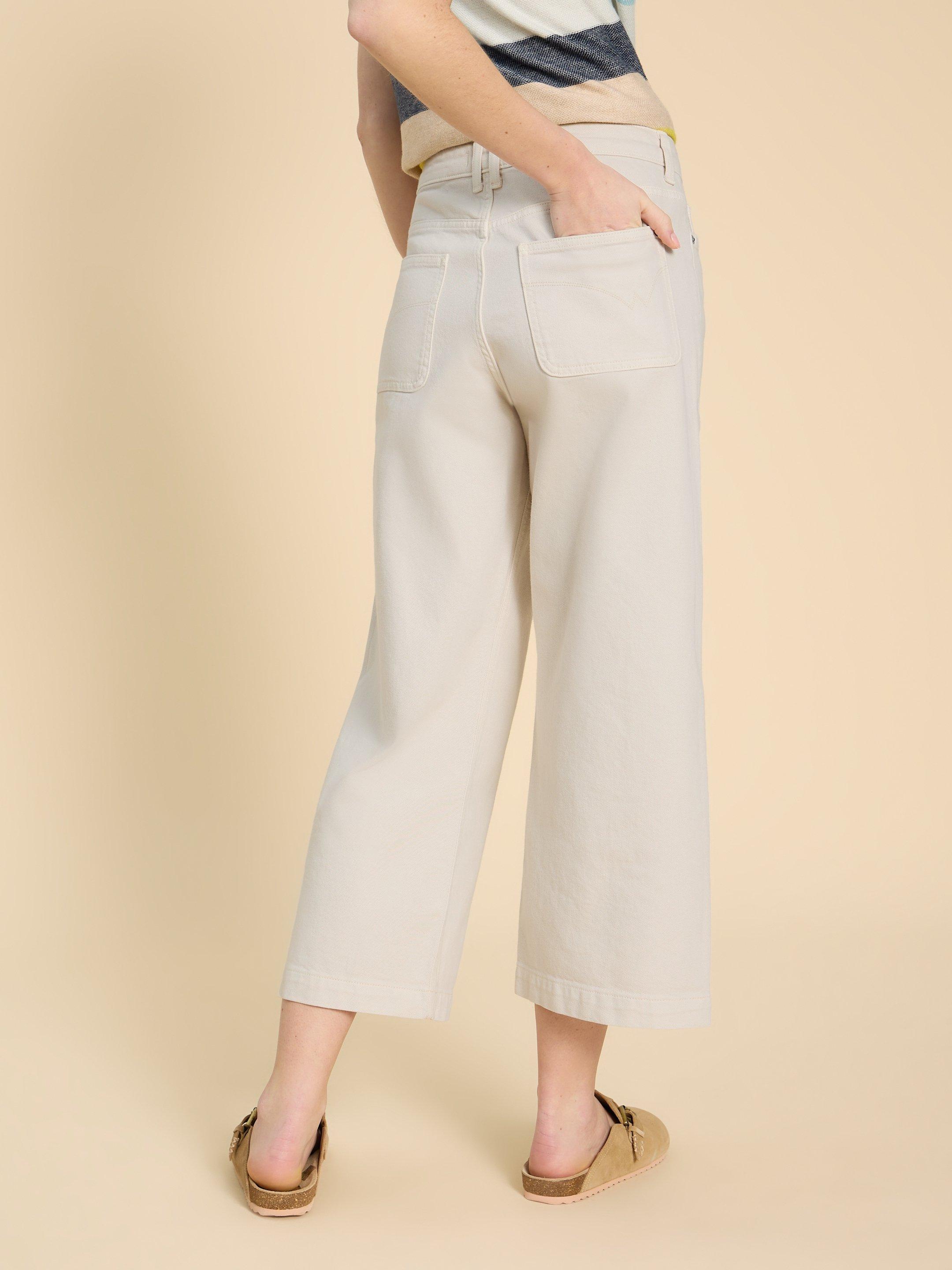 Tia Wide Leg Crop Jean in NAT WHITE - MODEL BACK