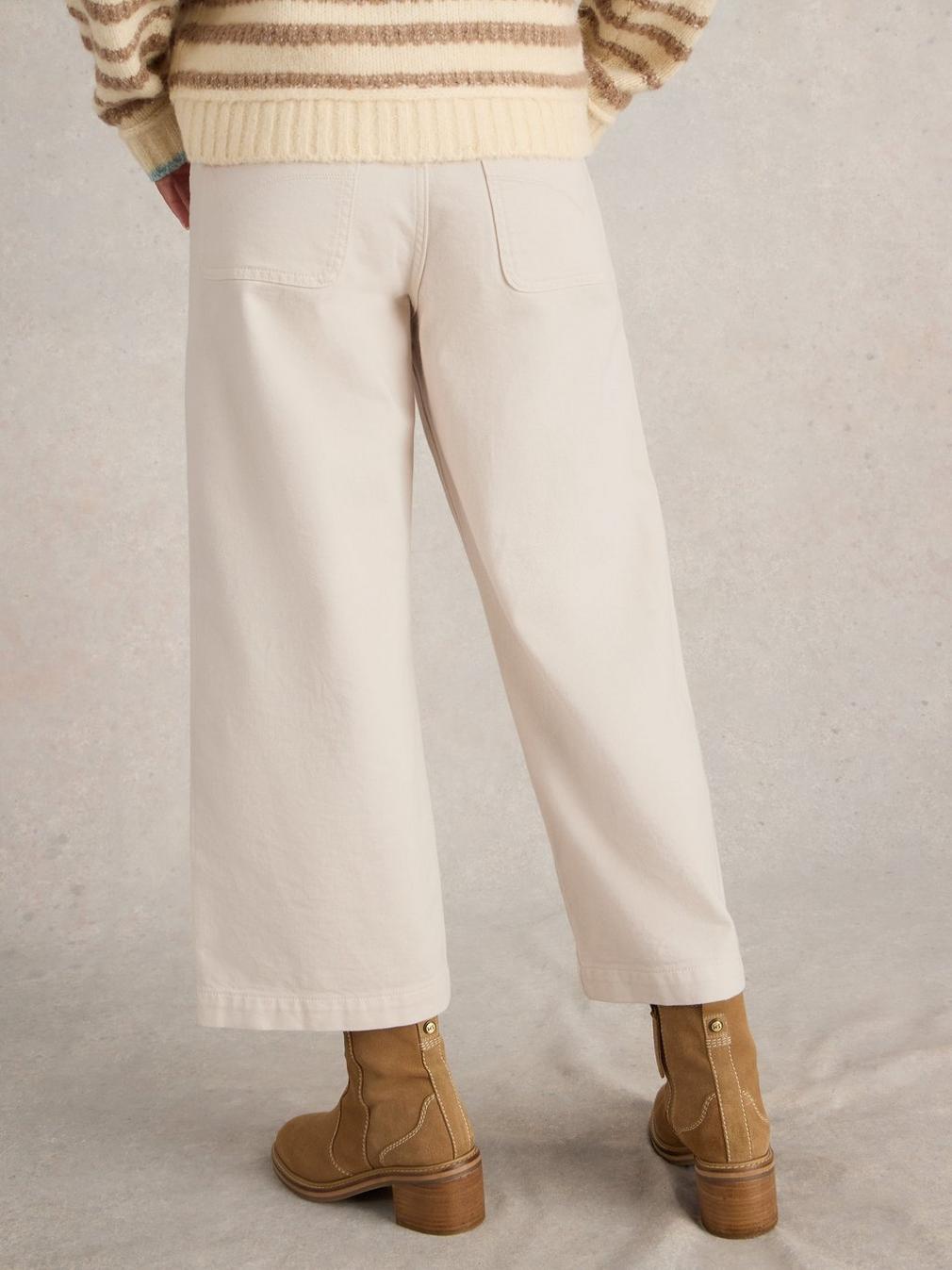 Tia Wide Leg Crop Jean in NAT WHITE - MODEL BACK