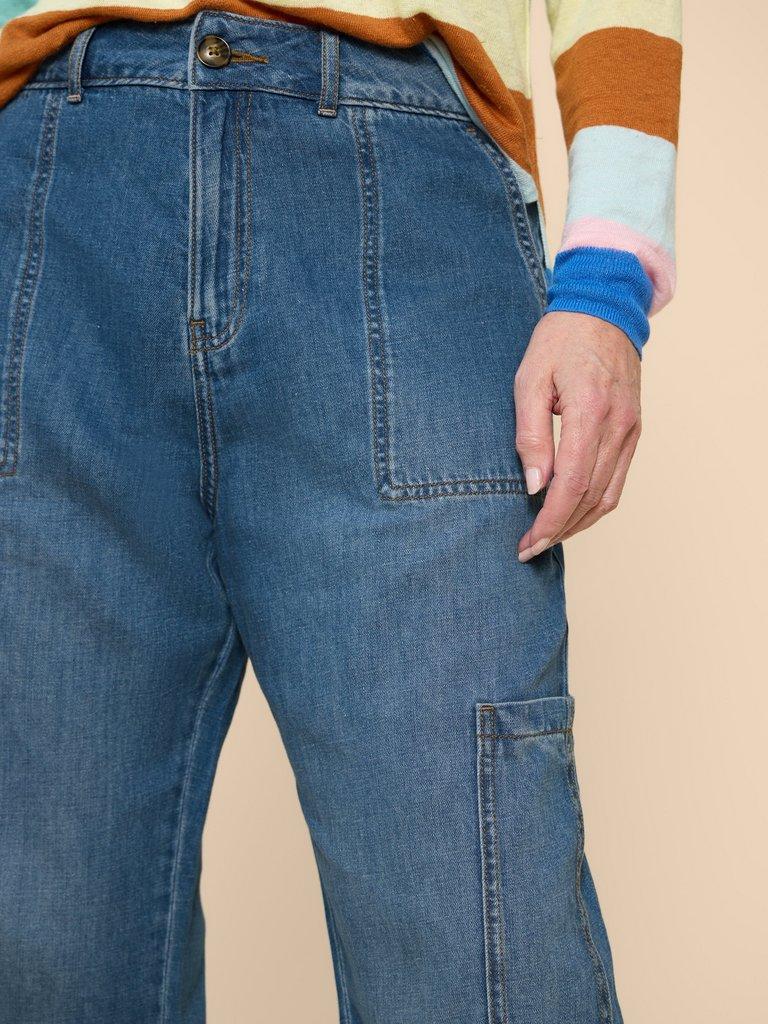 Demi Cargo Jean in LGT DENIM - MODEL DETAIL