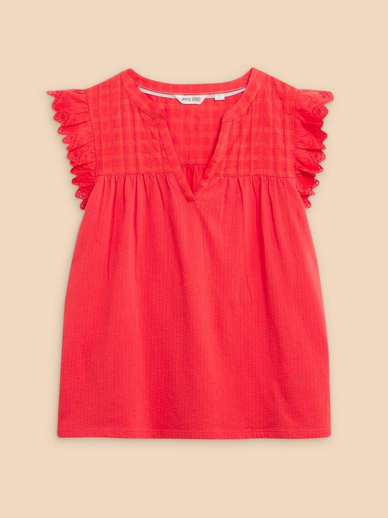 TESSA WOVEN FRILL TOP in BRT ORANGE - FLAT FRONT