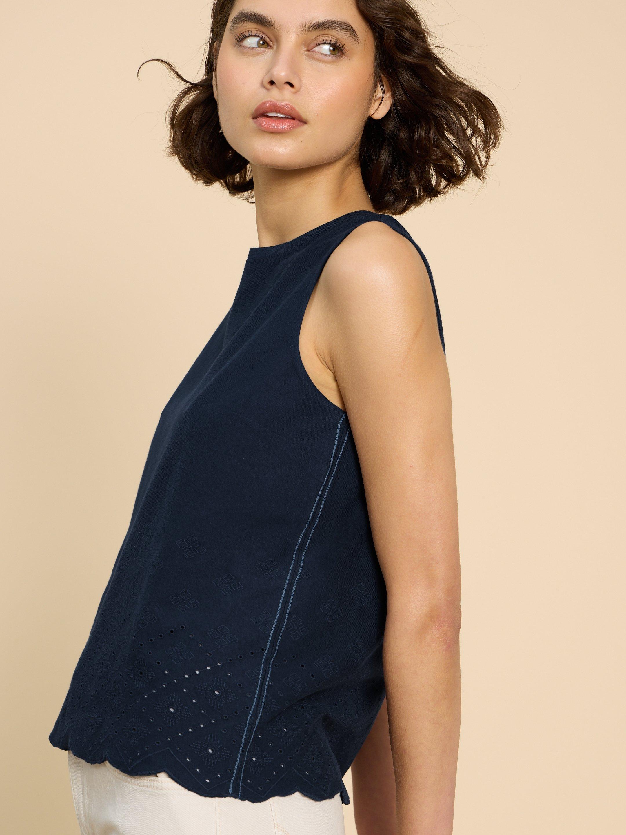 SILVIA CUT OUT VEST in FR NAVY - LIFESTYLE