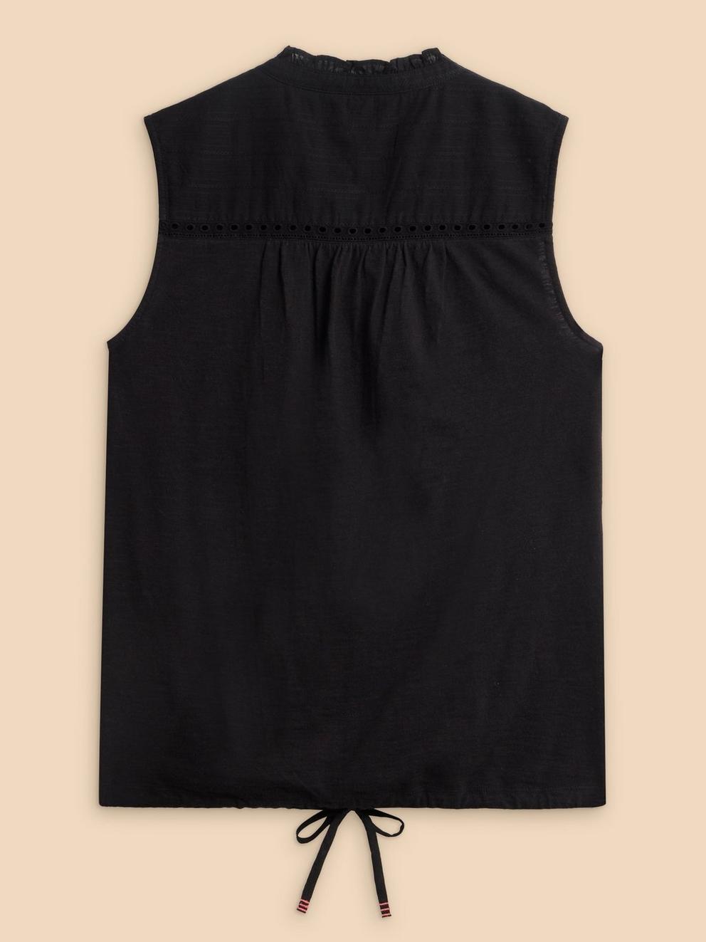 ARABELLA SLEEVELESS SHIRT in PURE BLK - FLAT BACK