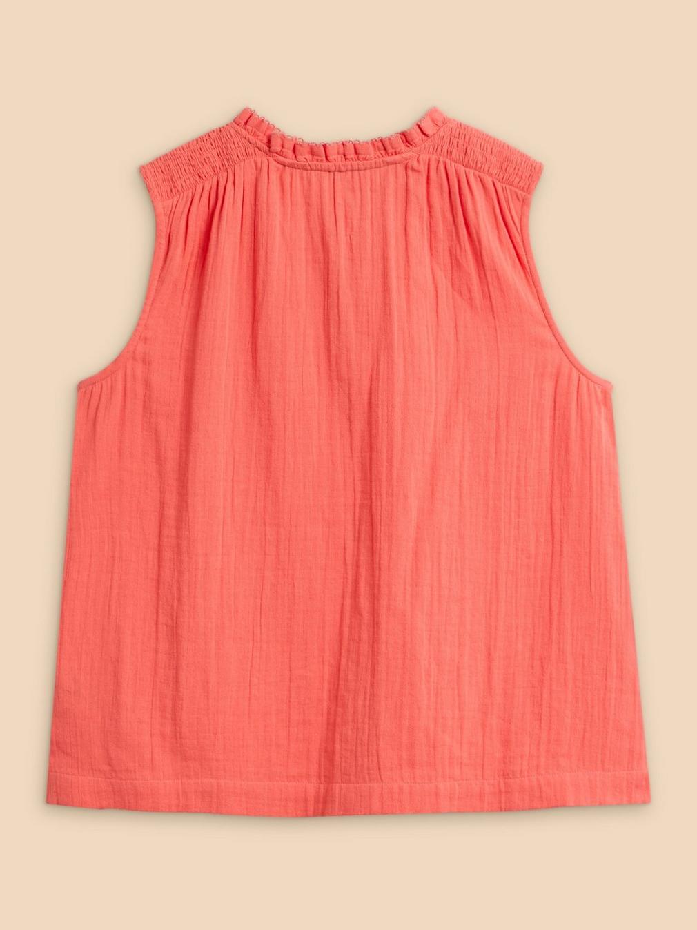 Lottie Double Cloth Vest in MID PINK - FLAT BACK