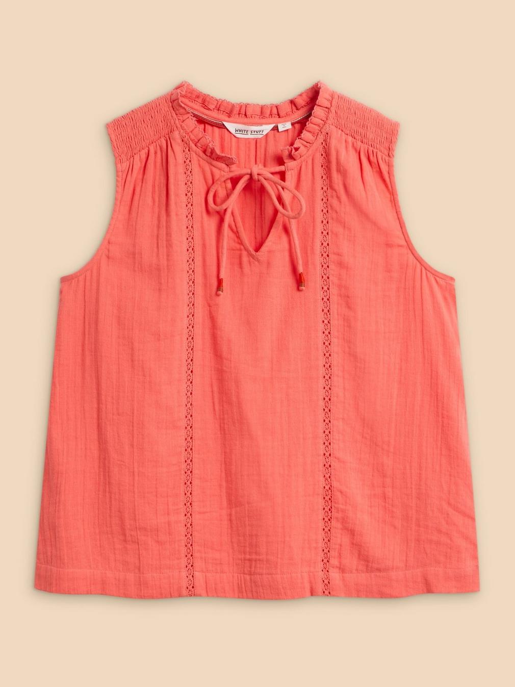 Lottie Double Cloth Vest in MID PINK - FLAT FRONT