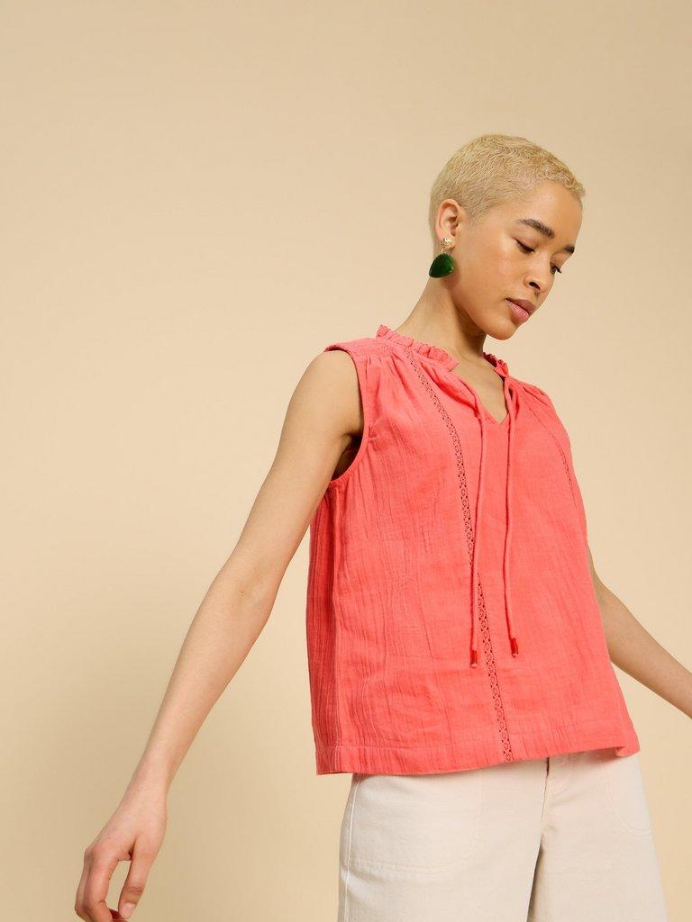 Lottie Double Cloth Vest in MID PINK - LIFESTYLE