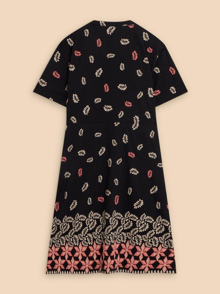 Tammy Cotton Printed Jersey Dress in BLK PR - FLAT BACK