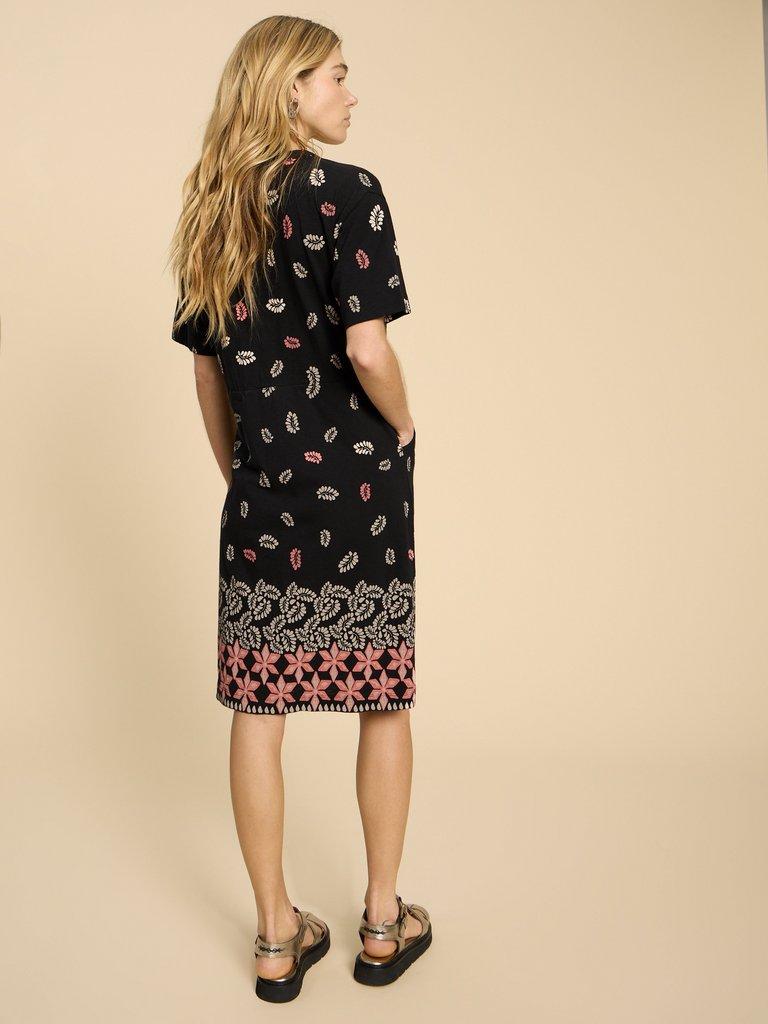 Tammy Cotton Printed Jersey Dress in BLACK PRINT | White Stuff