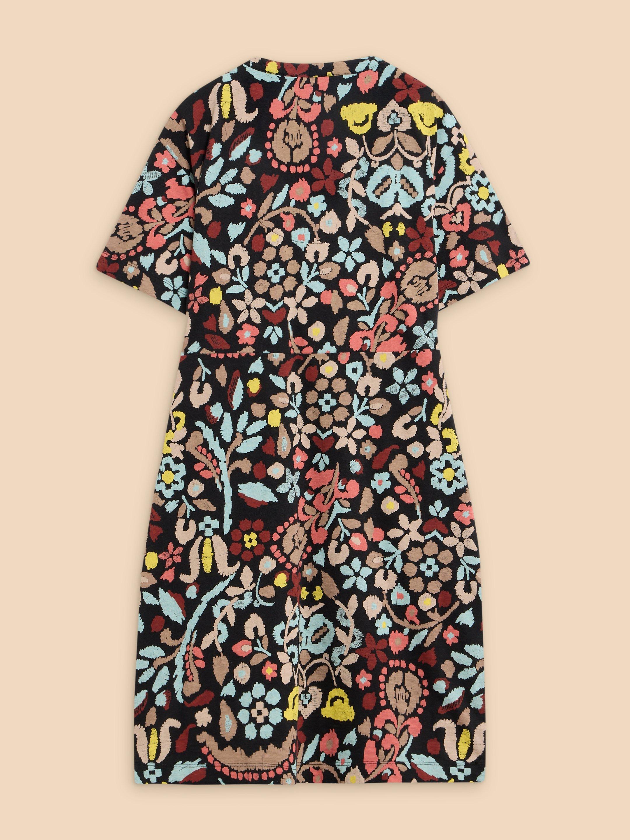 Tammy Cotton Printed Jersey Dress in GREY PR - FLAT BACK