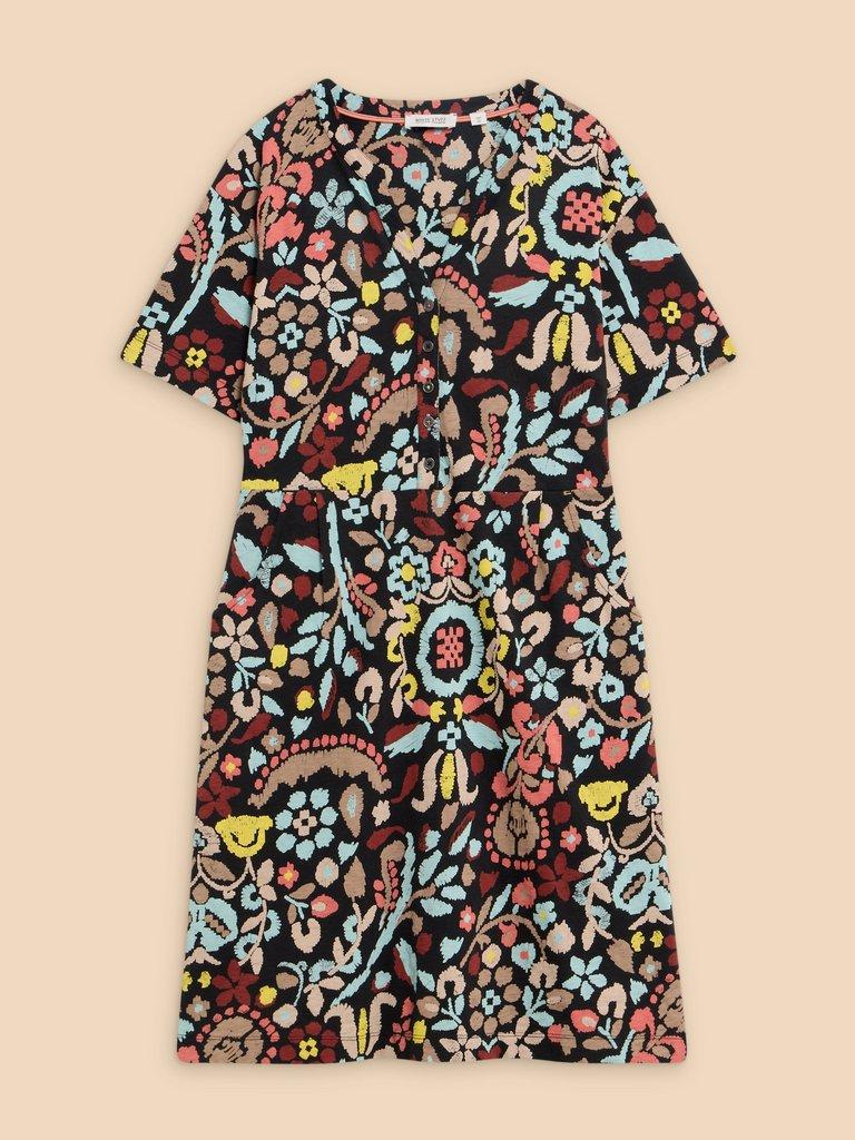 Tammy Cotton Printed Jersey Dress in GREY PR - FLAT FRONT