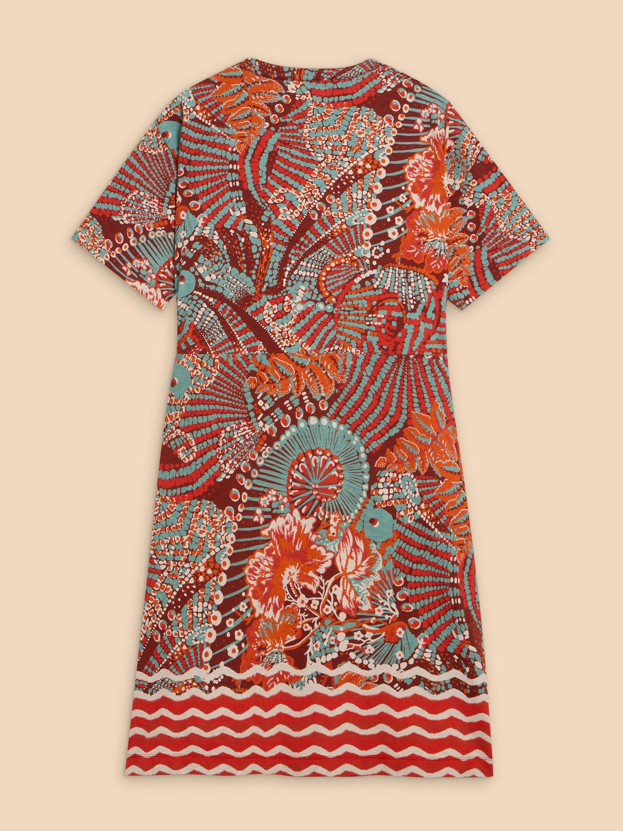 Tammy Cotton Printed Jersey Dress in RED PR - FLAT BACK