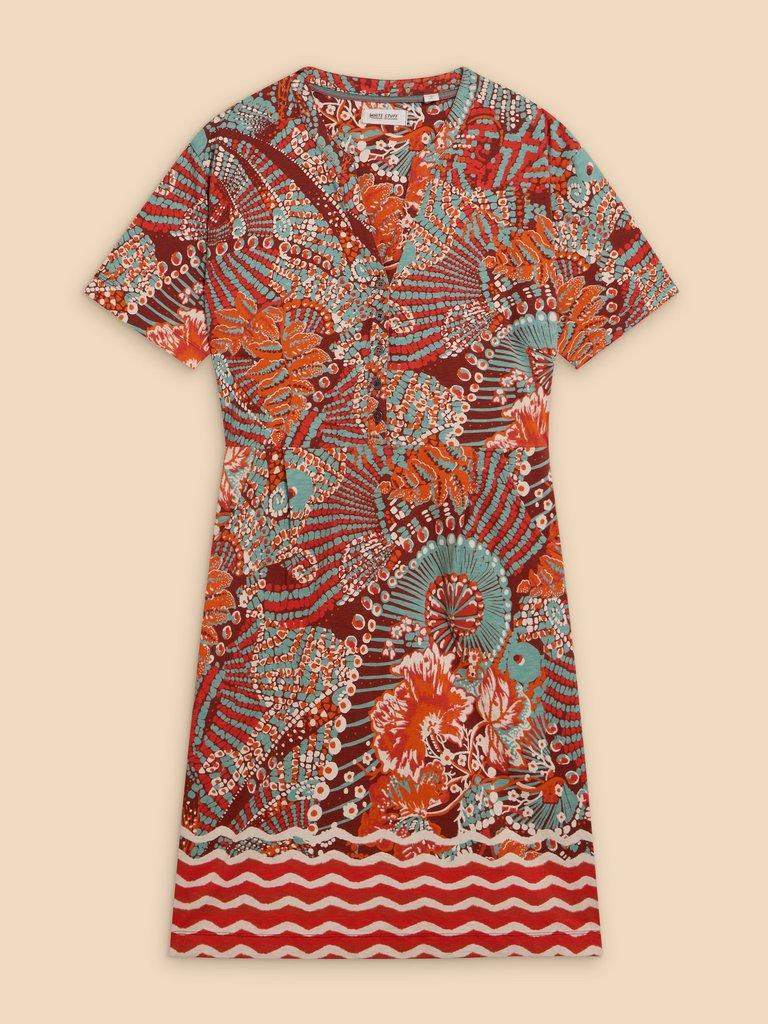 Tammy Cotton Printed Jersey Dress in RED PR - FLAT FRONT