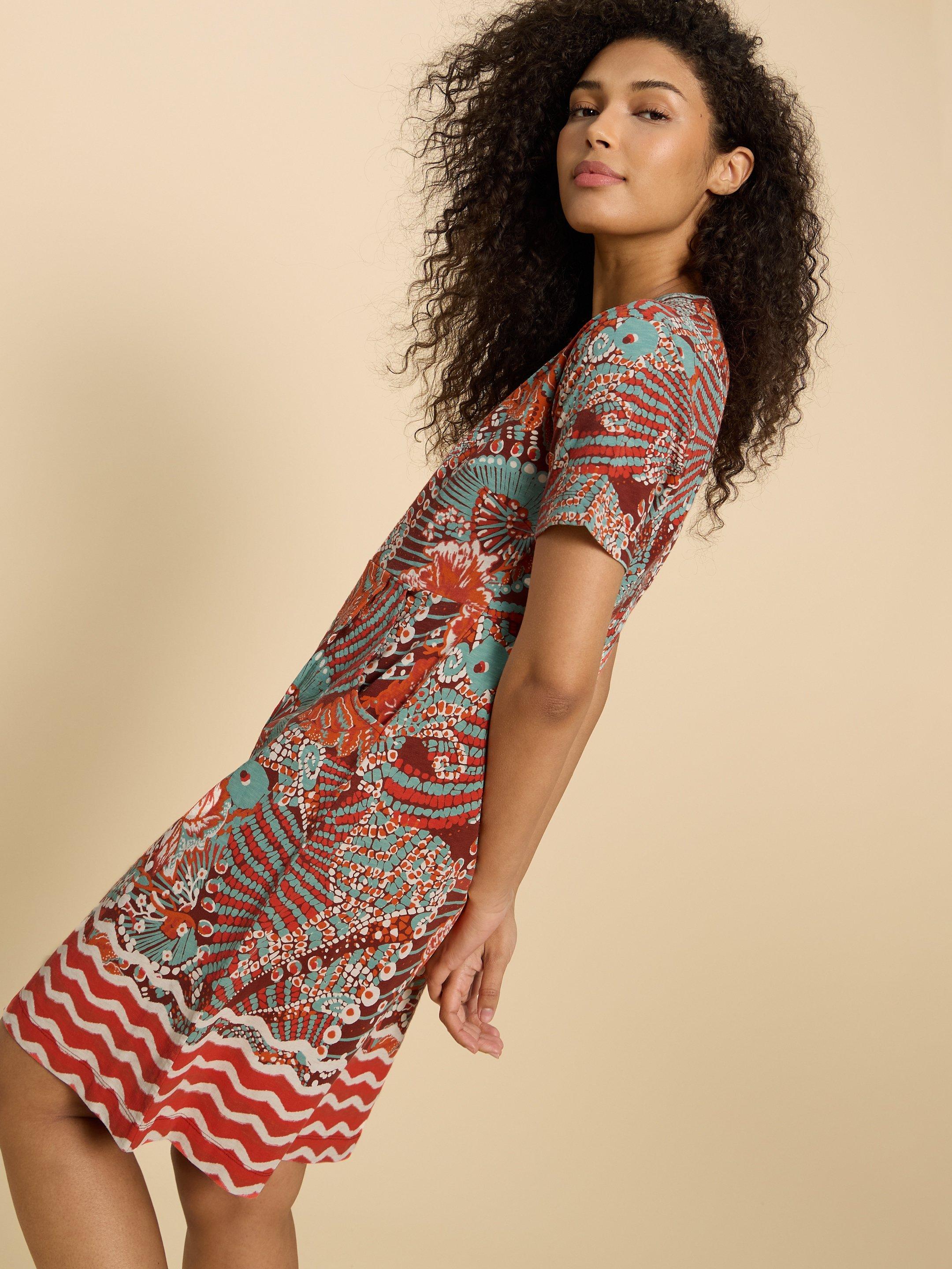 Tammy Cotton Printed Jersey Dress in RED PR - LIFESTYLE