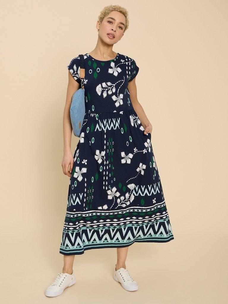 Addison Jersey Dress in NAVY PRINT | White Stuff