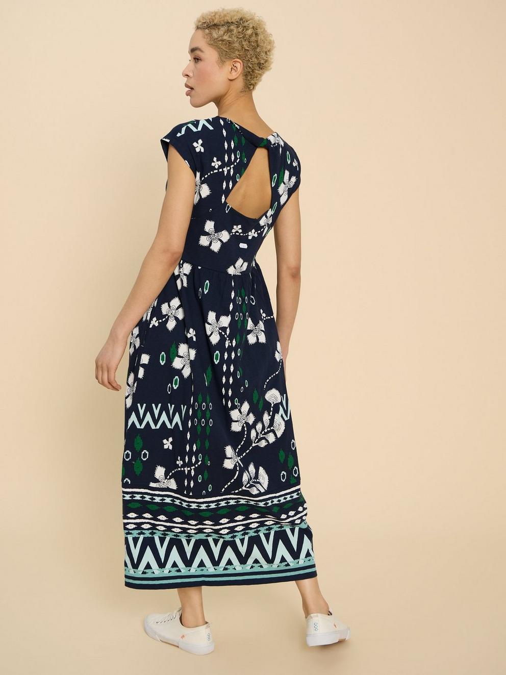 Addison Jersey Dress in NAVY PR - MODEL BACK